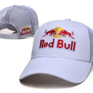 Red Bull White Trucker curved cap. White Mesh. Snapback. OSFM.